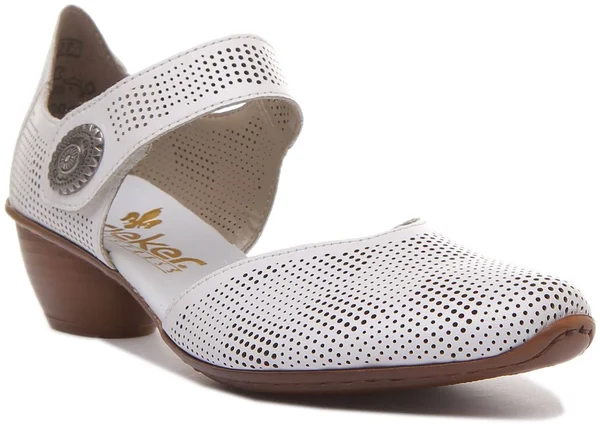 Rieker 43779-81 White Leather Womens Sandals 38 EU