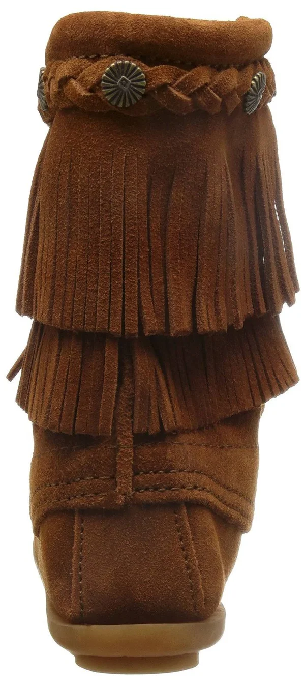 Minnetonka Women's Double Fringe Tramper Boot Brown Suede - 9