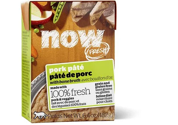 Now! Fresh Grain Free Pork Pate with Bone Broth Wet Cat Food, 6.4 oz, Case of 24