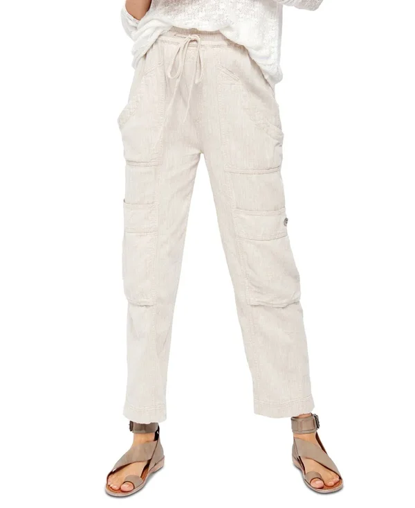 Free People Feelin& Good Utility Pull-On Pants - Ivory