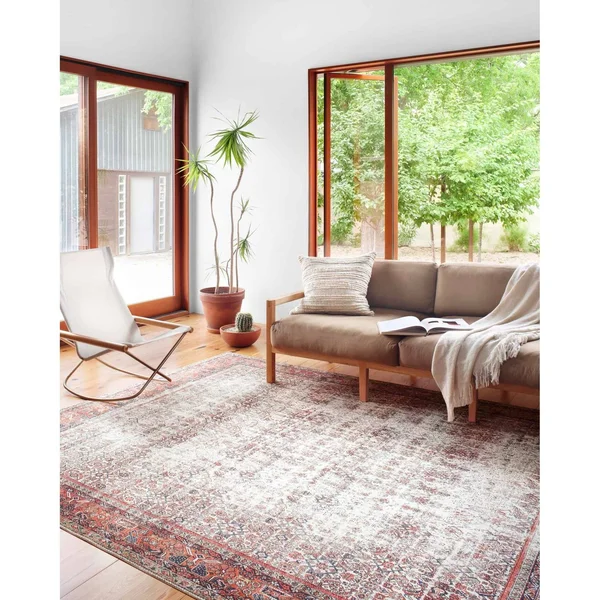 Alexander Home Isabelle Boho Vintage Distressed Printed Area Rug - 2&-6x22 x 12& - Ivory - Brick