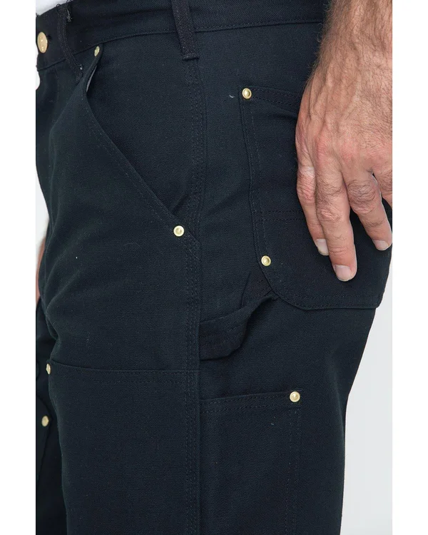 Carhartt Firm Duck Double Front Work Dungaree Pants, Men's Black