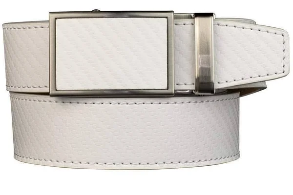 Nexbelt Men's Go-In Carbon White Golf Ratchet Belt, 45" Waist, Leather