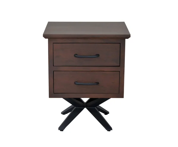 16x22 x 18x22 x 22x22 Brown Black Wood Metal Nightstand, 30" x 22" x 32"