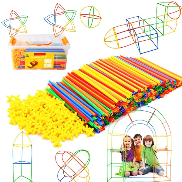 Rainbow TOYFROG Straw Constructor Stem Building Toys 800 pcs-Colorful Interlocking Plastic Enginnering Toys- Fun- Educational- S