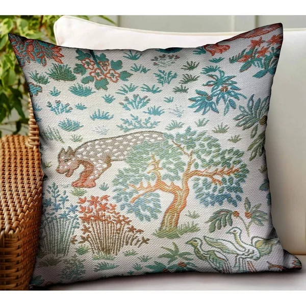 Plutus Brands Wild Jungle Multi Animal Motif Luxury Outdoor/Indoor Throw Pillow 20x22x20x22
