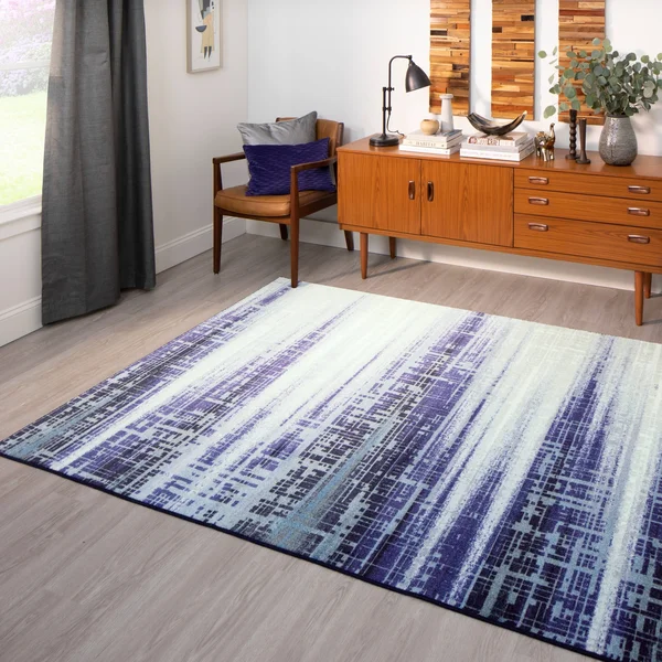 Mohawk Home Kaven Navy 6 ft. x 9 ft. Abstract Area Rug, Blue