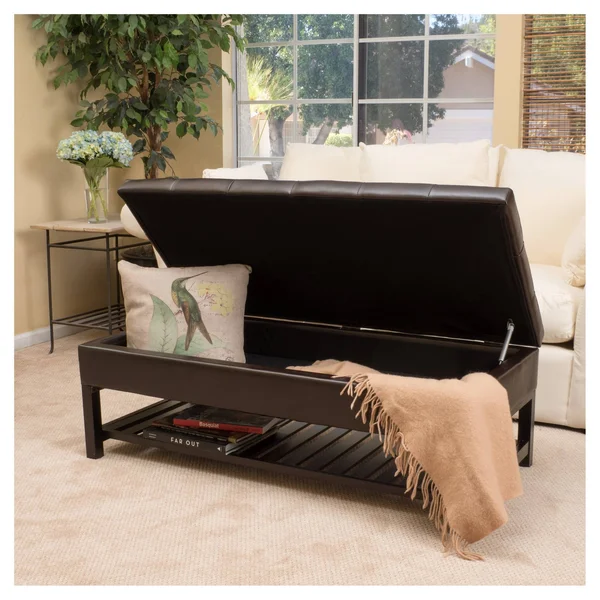 Christopher Knight Home Miriam Wood Rectangle Storage Ottoman Bench - Espresso
