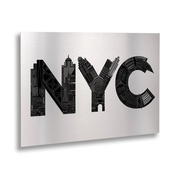 Trademark Fine Art 'NYC' Canvas Art by Robert Farkas, Floating, Brushed Aluminum, 16 inch x 22 inch, Size: Large