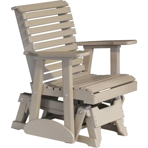 LuxCraft Rollback Recycled Plastic 2ft Glider Chair - Weatherwood on Chestnut Brown