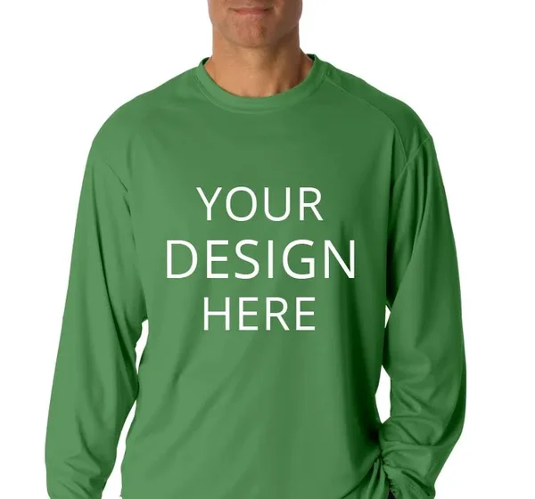 Custom Printed Badger Sports Men's Adult B-Dry Core Long Sleeve Performance Tee - Size: S, Kelly