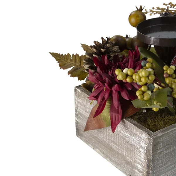 Northlight 24x22 Autumn Harvest Pomegranate 3-Piece Candle Holder in A Grateful Rustic Wooden Box Centerpiece