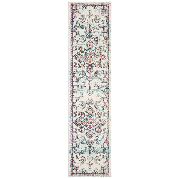 Safavieh Madison Diederike Boho Medallion Distressed Rug - 2&2x22 x 20& Runner - Cream/Blue