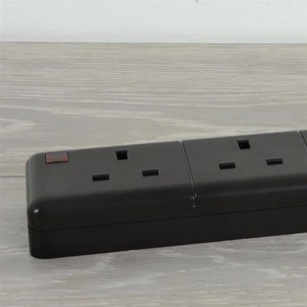 6-Gang Trailing Socket - Black