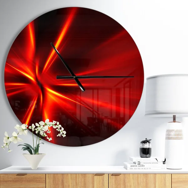 Designart 'Red and Yellow Rays' Oversized Modern Wall Clock - 29 in. Wide x 29 in. High