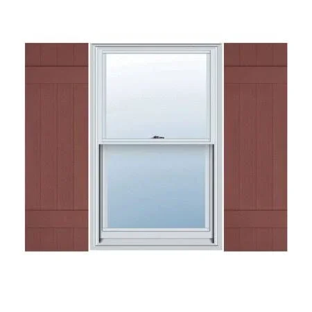 14 inchw x 30 inchh Lifetime Vinyl, Custom Four Board Joined (2 Batten), Board-n-Batten Shutters, w/Shutter-Loks (Per Pair), Bur