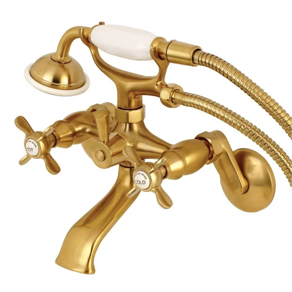 Kingston Brass KS286PN Essex Wall Mount Clawfoot Tub Faucet with Hand Shower - Polished Nickel