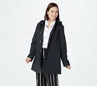 Susan Graver Water Resistant Jacket with Pop Color lining - Size Small, Black