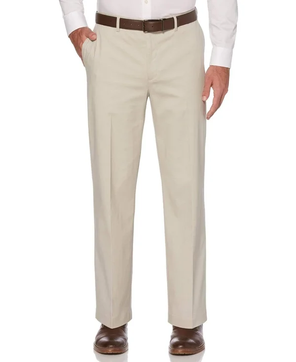 Savane Men's Big & Tall Flat Front Ultimate Performance Chino Pants, Size: 60 x 30, Beige
