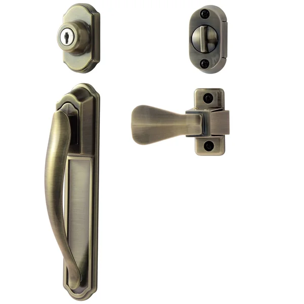 Ideal Security 3 Piece Deluxe Storm and Screen Pull Handle and Keyed Deadbolt; Antique Brass