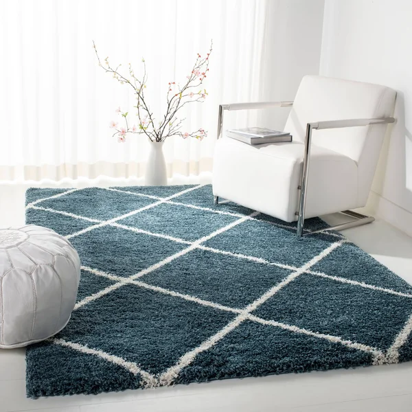 Safavieh 11& x 15& Hudson Shag SGH281L Hudson Shag 281 Slate Blue - Ivory Rug