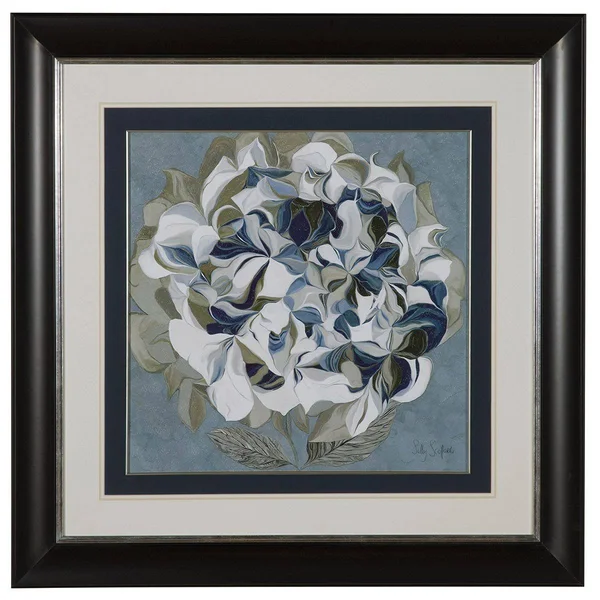 Bassett Mirror 9900-030BEC Framed Art Elegant Hydrangeas II, Transitio