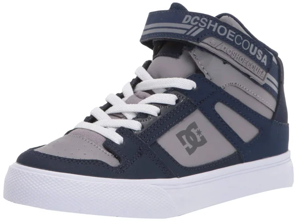DC Kids Pure High Top EV Shoes - 1 - Navy-Grey