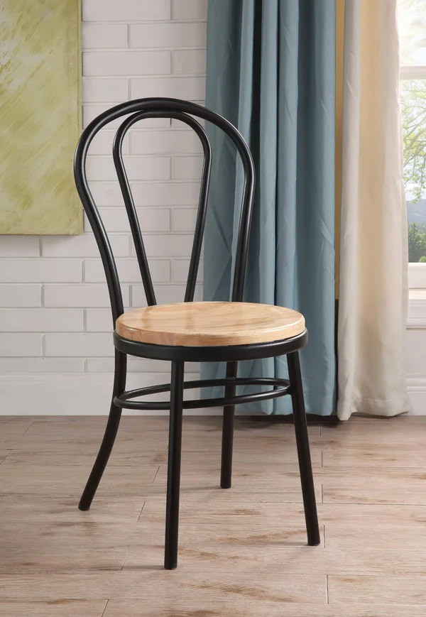 Restaurant Style Arch Back Black and Natural Side Chairs Set of 2
