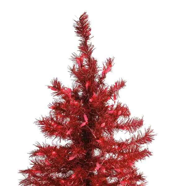 Santa's Own 7.5' Sparkling Ruby Pre-Lit Laser Tinsel Artificial Christmas Tree - Ruby Lights