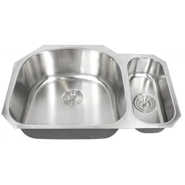 Contempo Living Inc Ariel Sharp Satin 32-Inch Premium 16-Gauge Stainless Steel Undermount 80/20 Offset D-Bowl Kitchen Sink Sharp