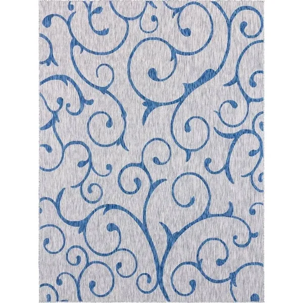 Unique Loom Outdoor Curl Rug - Light Gray (9& 0 x 12& 0)