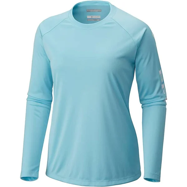 Columbia Tidal Tee II Long Sleeve 2x - Stormy Blue, Light Coral Logo
