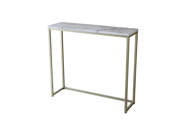Tilly Lin Modern Accent Faux Marble Console Table - Gold Metal Frame, for Hallway Entryway Living Room, Entrance Hall Furniture