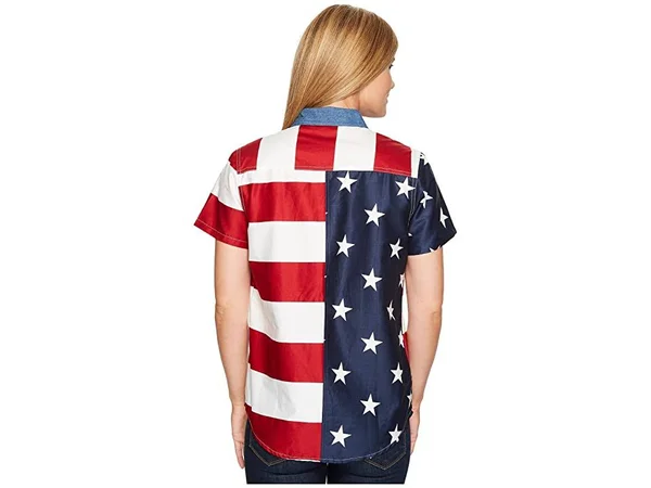 Roper Women's Red Patriotic USA Flag Western Shirt