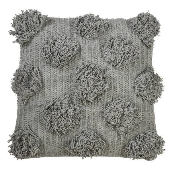 Down Filled Pom Pom Throw Pillow - Saro Lifestyle 5269.GY18S