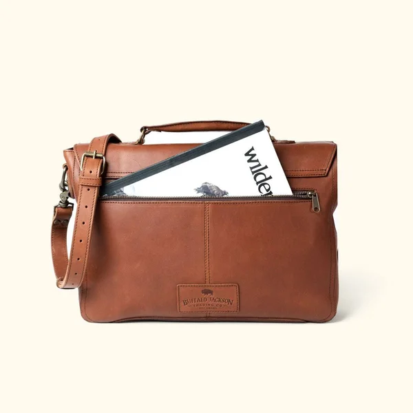 Denver Leather Laptop Messenger Bag, Autumn Brown