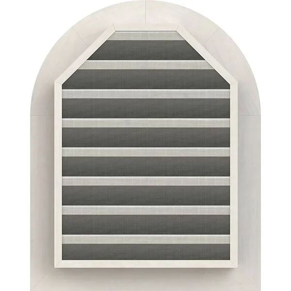 Ekena Millwork GVWRT30X3601SFPPI 30x22W x 36x22H Round Top Gable Vent (35x22W x 41x22H Frame Size): Primed, Functional, Smooth P