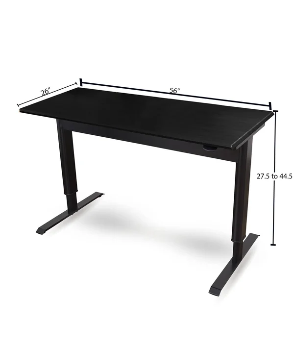 Stand Up Desk Store Pneumatic Adjustable Height Standing Desk Computer Workstation (Black Frame/Matte Black Top, 56x22 wide)