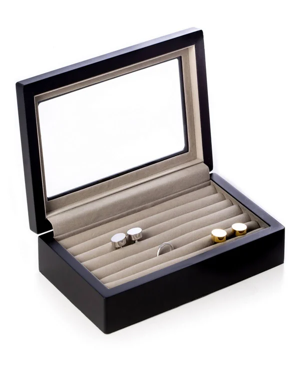 Wood Cufflink Box - Black