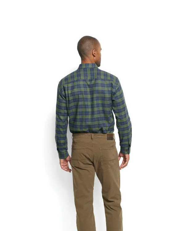 Men's Lodge Flannel Long-Sleeved Shirt Regular - Blue/Green, Size Large, Orvis