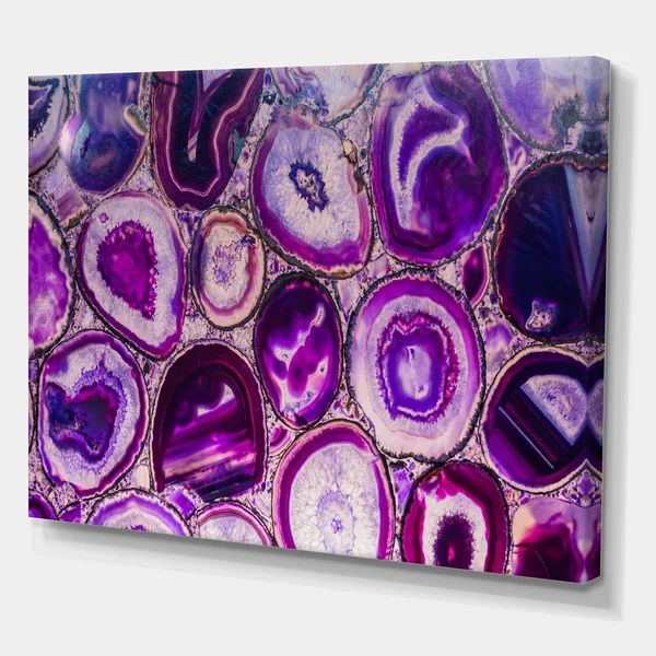 Designart 'Violet Agate Geode' Mid-Century Modern Gallery-Wrapped Canvas - Purple - 44 in. Wide x 34 in. High