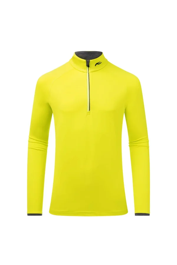 Kjus Mens Feel Halfzip Yellow, Mens Long-sleeved T-Shirt, Size 44 - Color Citric Yellow