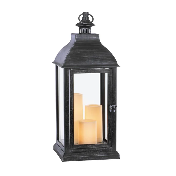 Sterno Home 9.25-in x 22.6-in Black Resin Pillar Candle Outdoor Decorative Lantern - GL43859