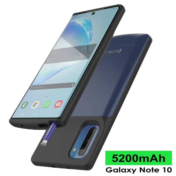 Punkcase PunkJuice Galaxy Note 10 Battery Case - 5200mAh Fast Charging Extended Power Bank w/Screen Protector, IntelSwitch, Sli