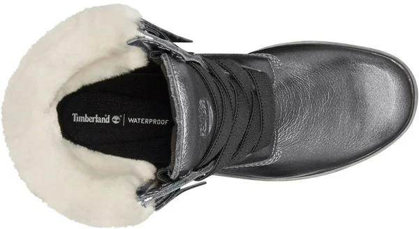 Timberland Women's Jayne Authentic Shearling Waterproof Boot, Size: 8.5, Dark Grey Metallic Leather
