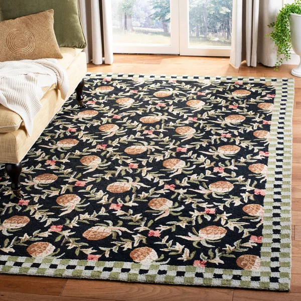 Safavieh Chelsea HK164A 4&0x22 x 4&0x22 Round Black - Ivory Area Rug