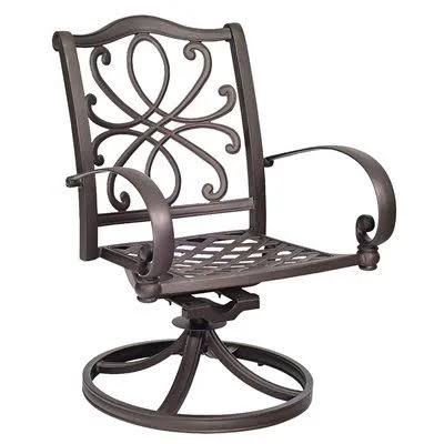 Holland Swivel Rocker Patio Dining Chair with Cushions Woodard Cushion Color: No CUSHION, Frame Color: Weathered White, Seat Hei