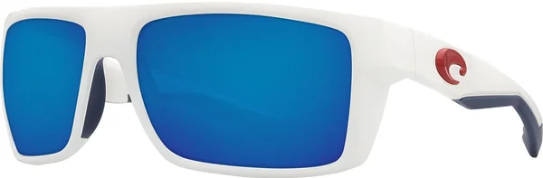 Costa Del Mar Motu Sunglasses USA White Frame Blue Mirror 580Plastic L