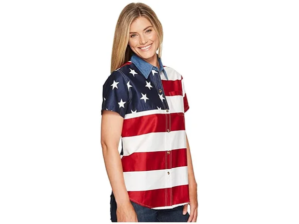 Roper Women's Red Patriotic USA Flag Western Shirt