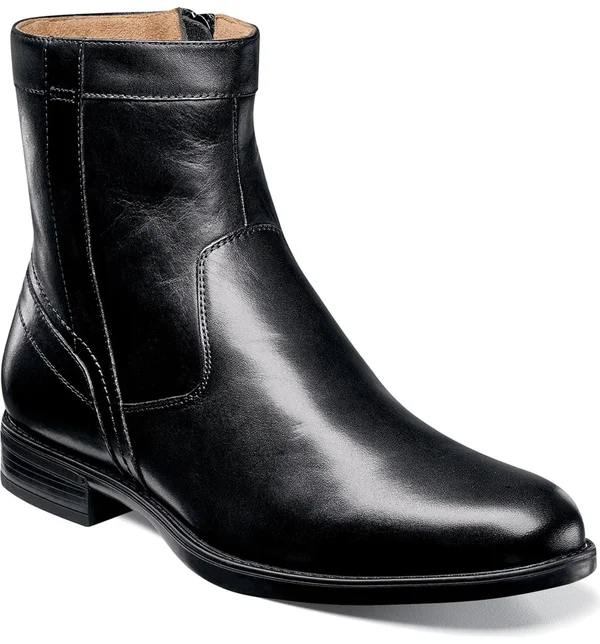 Florsheim Men's Midtown Plain Toe Zip Boot, Size: 16, Black